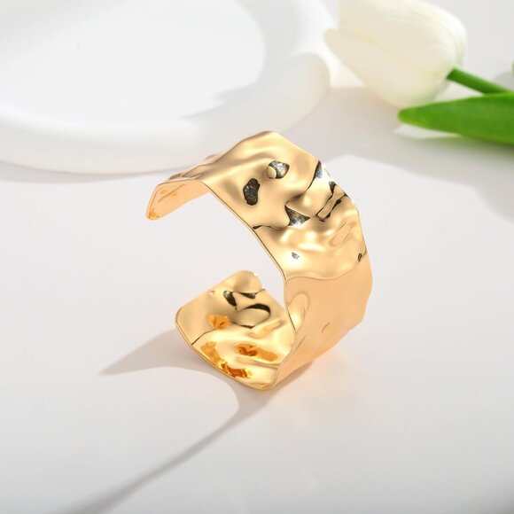 WOWORAMA Hammered Chunky Cuff Bracelets for Women Vintage Boho Wide Bangle - Picture 7 of 8